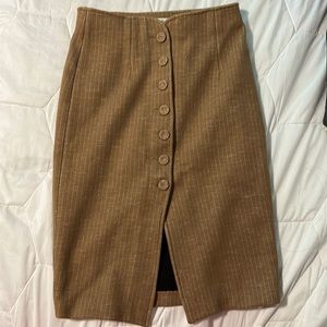 Striped button down pencil midi skirt